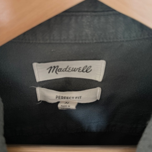 Madewell Crinkle Cotton Perfect Long-Sleeve Shirt architect steel green slim fit - Picture 8 of 12